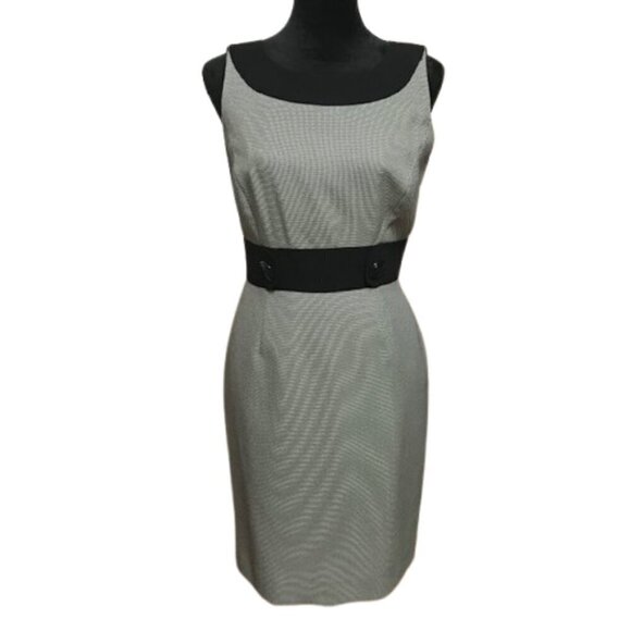 Tahari Arthur S. Levine Black/White Sheath Sleeveless Career Dress Size 6P - Picture 3 of 11